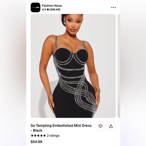 Black *So Tempting” embellished mini dress from Fashionova